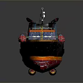 Modern Service Ship Featuring Black Red Green Hull And Deck Equipment Structure